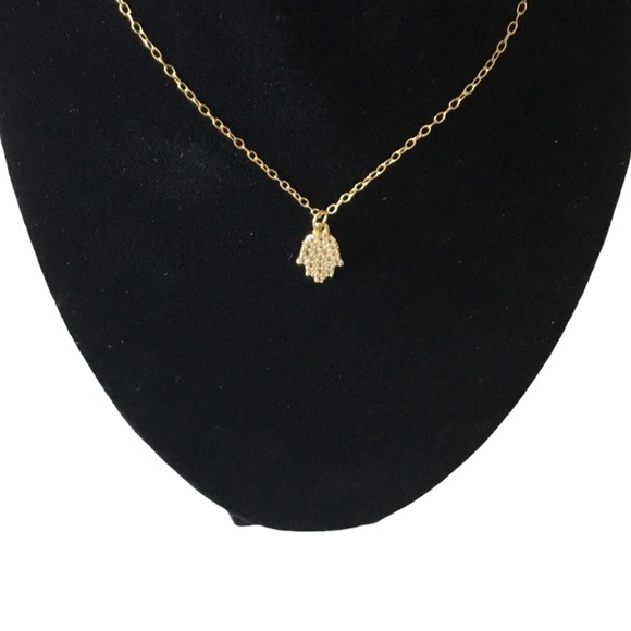 new Pave CZ Cubic Zirconia Hamsa Necklace ❃ 14KT Gold Plated Sterling Silver ❃ - Picture 8 of 15
